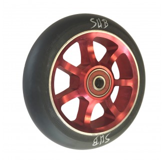 Колесо для трюкового самоката SUB, фрезерованный алюминий, с подшипником ABEC 9, 100 мм, красный/черный