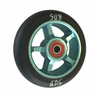 Колесо для трюкового самоката SUB, фрезерованный алюминий, с подшипником ABEC 9, 100 мм, синий/черный
