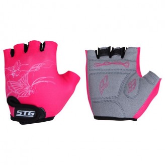 Перчатки STG детские летние с защитной прокладкой, застежка на липучке (размер M,розовые)