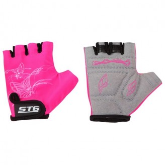 Перчатки STG детские летние с защитной прокладкой, застежка на липучке (размер XS, розовые)