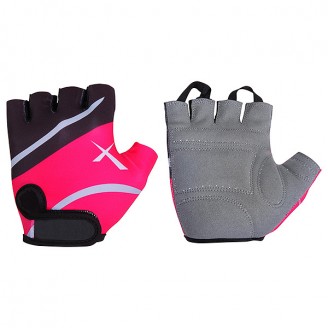 Перчатки STG летние быстросъемные с защитной прокладкой, застежка на липучке (размер S, черно-розовые)